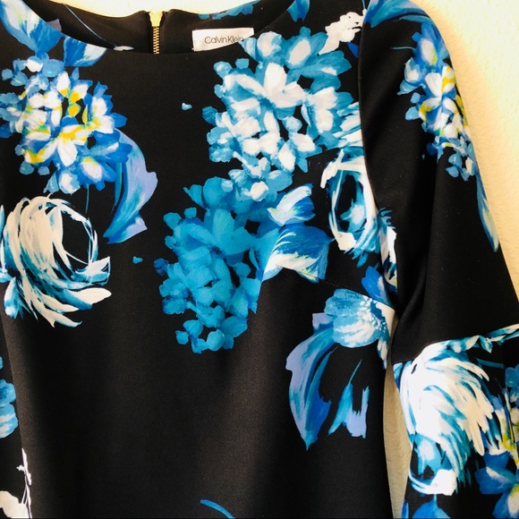 Calvin Klein Bell Sleeve Floral Print Shift Dress - Picture 5 of 7
